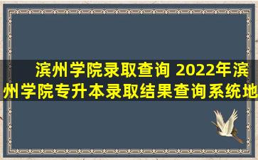 滨州学院录取查询 2022年滨州学院专升本录取结果查询系统地址